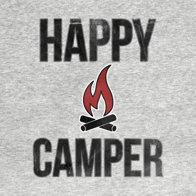 Distressed Happy Camper Camping Campfire by charlescheshire